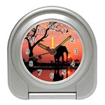 Elephant Landscape Tree Africa Sunset Safari Wild Travel Alarm Clock Front