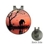 Elephant Landscape Tree Africa Sunset Safari Wild Hat Clips with Golf Markers Front