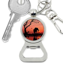 Elephant Landscape Tree Africa Sunset Safari Wild Bottle Opener Key Chain by Jatiart