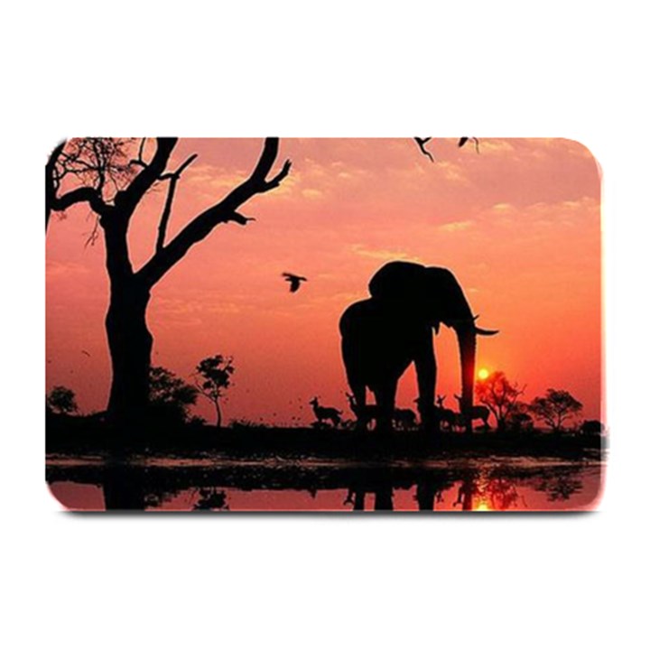 Elephant Landscape Tree Africa Sunset Safari Wild Plate Mats