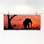 Elephant Landscape Tree Africa Sunset Safari Wild Hand Towel Front