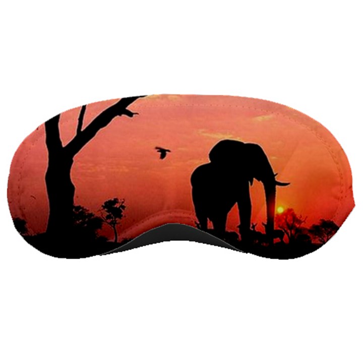 Elephant Landscape Tree Africa Sunset Safari Wild Sleep Mask