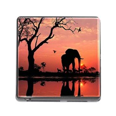 Elephant Landscape Tree Africa Sunset Safari Wild Memory Card Reader (square 5 Slot) by Jatiart