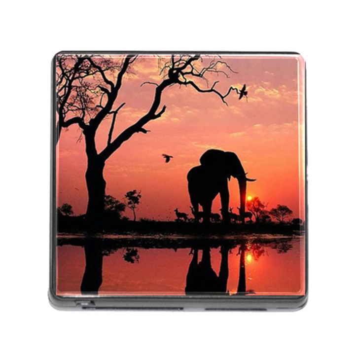 Elephant Landscape Tree Africa Sunset Safari Wild Memory Card Reader (Square 5 Slot)