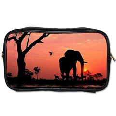 Elephant Landscape Tree Africa Sunset Safari Wild Toiletries Bag (one Side) by Jatiart