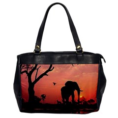 Elephant Landscape Tree Africa Sunset Safari Wild Oversize Office Handbag by Jatiart