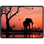 Elephant Landscape Tree Africa Sunset Safari Wild Fleece Blanket (Large) 80 x60  Blanket Front