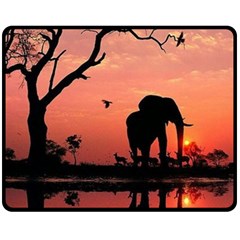 Elephant Landscape Tree Africa Sunset Safari Wild Fleece Blanket (medium) by Jatiart