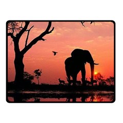 Elephant Landscape Tree Africa Sunset Safari Wild Fleece Blanket (small) by Jatiart