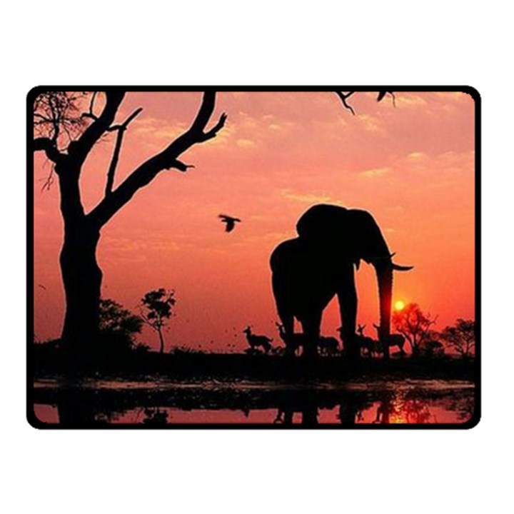 Elephant Landscape Tree Africa Sunset Safari Wild Fleece Blanket (Small)