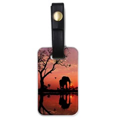 Elephant Landscape Tree Africa Sunset Safari Wild Luggage Tag (one Side) by Jatiart