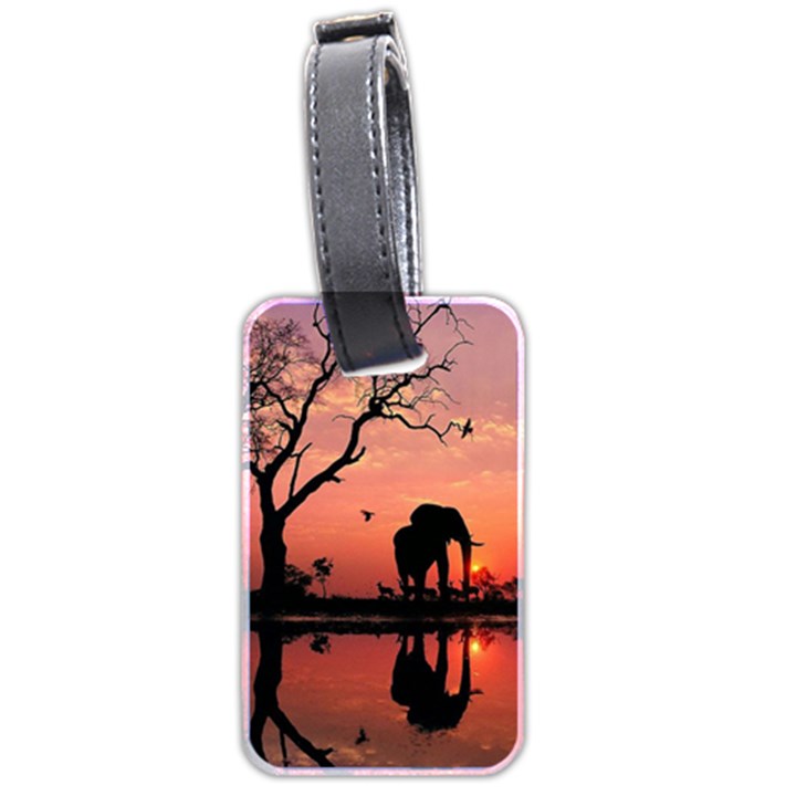 Elephant Landscape Tree Africa Sunset Safari Wild Luggage Tag (two sides)