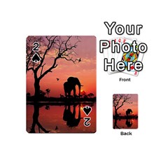 Elephant Landscape Tree Africa Sunset Safari Wild Playing Cards 54 Designs (mini)