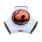 Elephant Landscape Tree Africa Sunset Safari Wild 3-Port USB Hub Front