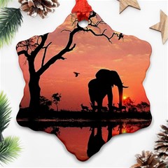 Elephant Landscape Tree Africa Sunset Safari Wild Ornament (snowflake)