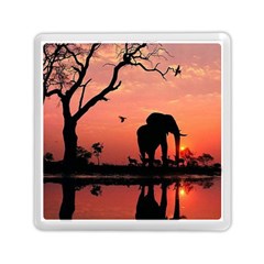 Elephant Landscape Tree Africa Sunset Safari Wild Memory Card Reader (square) by Jatiart