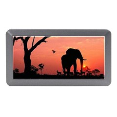 Elephant Landscape Tree Africa Sunset Safari Wild Memory Card Reader (mini) by Jatiart