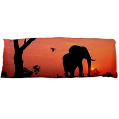 Elephant Landscape Tree Africa Sunset Safari Wild Body Pillow Case Dakimakura (two Sides) by Jatiart