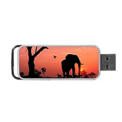 Elephant Landscape Tree Africa Sunset Safari Wild Portable Usb Flash (one Side) by Jatiart