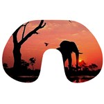 Elephant Landscape Tree Africa Sunset Safari Wild Travel Neck Pillow Front