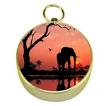 Elephant Landscape Tree Africa Sunset Safari Wild Gold Compasses Front