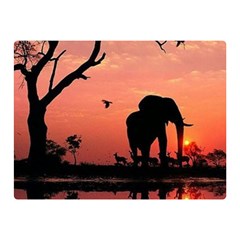 Elephant Landscape Tree Africa Sunset Safari Wild Two Sides Premium Plush Fleece Blanket (mini) by Jatiart