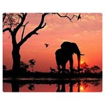 Elephant Landscape Tree Africa Sunset Safari Wild Two Sides Premium Plush Fleece Blanket (Medium) 60 x50  Blanket Front