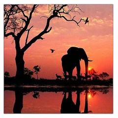 Elephant Landscape Tree Africa Sunset Safari Wild Square Satin Scarf (36  X 36 ) by Jatiart