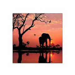 Elephant Landscape Tree Africa Sunset Safari Wild Satin Bandana Scarf 22  X 22  by Jatiart