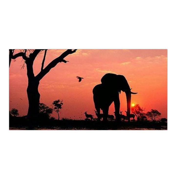 Elephant Landscape Tree Africa Sunset Safari Wild Satin Shawl 45  x 80 