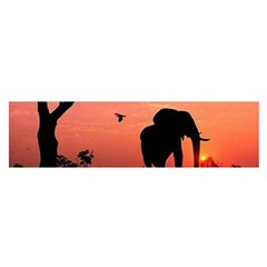 Elephant Landscape Tree Africa Sunset Safari Wild Oblong Satin Scarf (16  X 60 ) by Jatiart