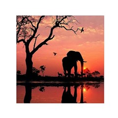 Elephant Landscape Tree Africa Sunset Safari Wild Square Satin Scarf (30  X 30 ) by Jatiart