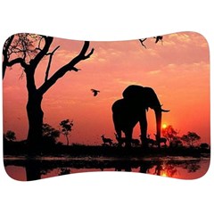 Elephant Landscape Tree Africa Sunset Safari Wild Velour Seat Head Rest Cushion by Jatiart