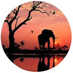 Elephant Landscape Tree Africa Sunset Safari Wild Wooden Bottle Opener (round) by Jatiart