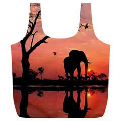 Elephant Landscape Tree Africa Sunset Safari Wild Full Print Recycle Bag (xxxl)