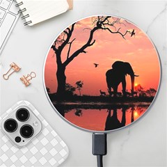 Elephant Landscape Tree Africa Sunset Safari Wild Wireless Fast Charger(white) by Jatiart