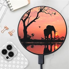 Elephant Landscape Tree Africa Sunset Safari Wild Wireless Fast Charger(black) by Jatiart