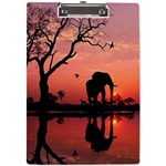 Elephant Landscape Tree Africa Sunset Safari Wild A4 Acrylic Clipboard Front