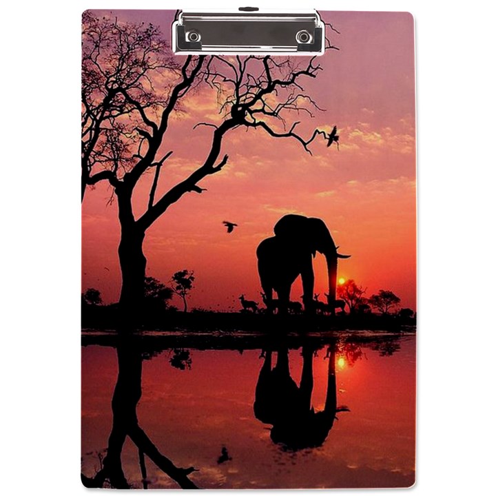 Elephant Landscape Tree Africa Sunset Safari Wild A4 Acrylic Clipboard