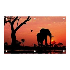 Elephant Landscape Tree Africa Sunset Safari Wild Banner And Sign 5  X 3  by Jatiart