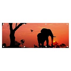 Elephant Landscape Tree Africa Sunset Safari Wild Banner And Sign 8  X 3  by Jatiart