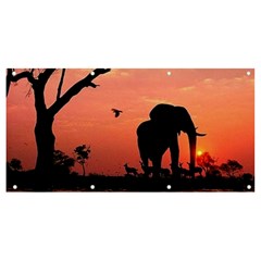 Elephant Landscape Tree Africa Sunset Safari Wild Banner And Sign 8  X 4  by Jatiart