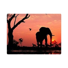 Elephant Landscape Tree Africa Sunset Safari Wild Premium Plush Fleece Blanket (mini) by Jatiart