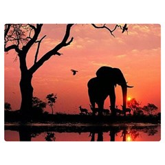 Elephant Landscape Tree Africa Sunset Safari Wild Premium Plush Fleece Blanket (extra Small) by Jatiart