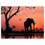 Elephant Landscape Tree Africa Sunset Safari Wild Premium Plush Fleece Blanket (Extra Small) 40 x30  Blanket Front