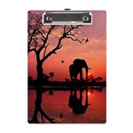 Elephant Landscape Tree Africa Sunset Safari Wild A5 Acrylic Clipboard Front