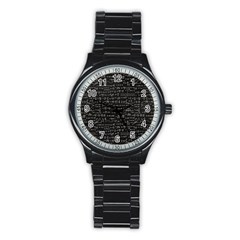 Math Equations Formulas Pattern Stainless Steel Round Watch by Ravend