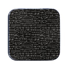 Math Equations Formulas Pattern Square Metal Box (black) by Ravend