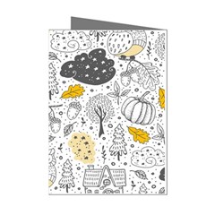 Doodle Seamless Pattern With Autumn Elements Mini Greeting Cards (pkg Of 8)