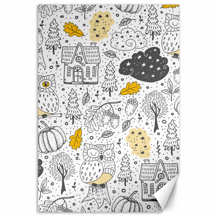 Doodle Seamless Pattern With Autumn Elements Canvas 12  x 18 